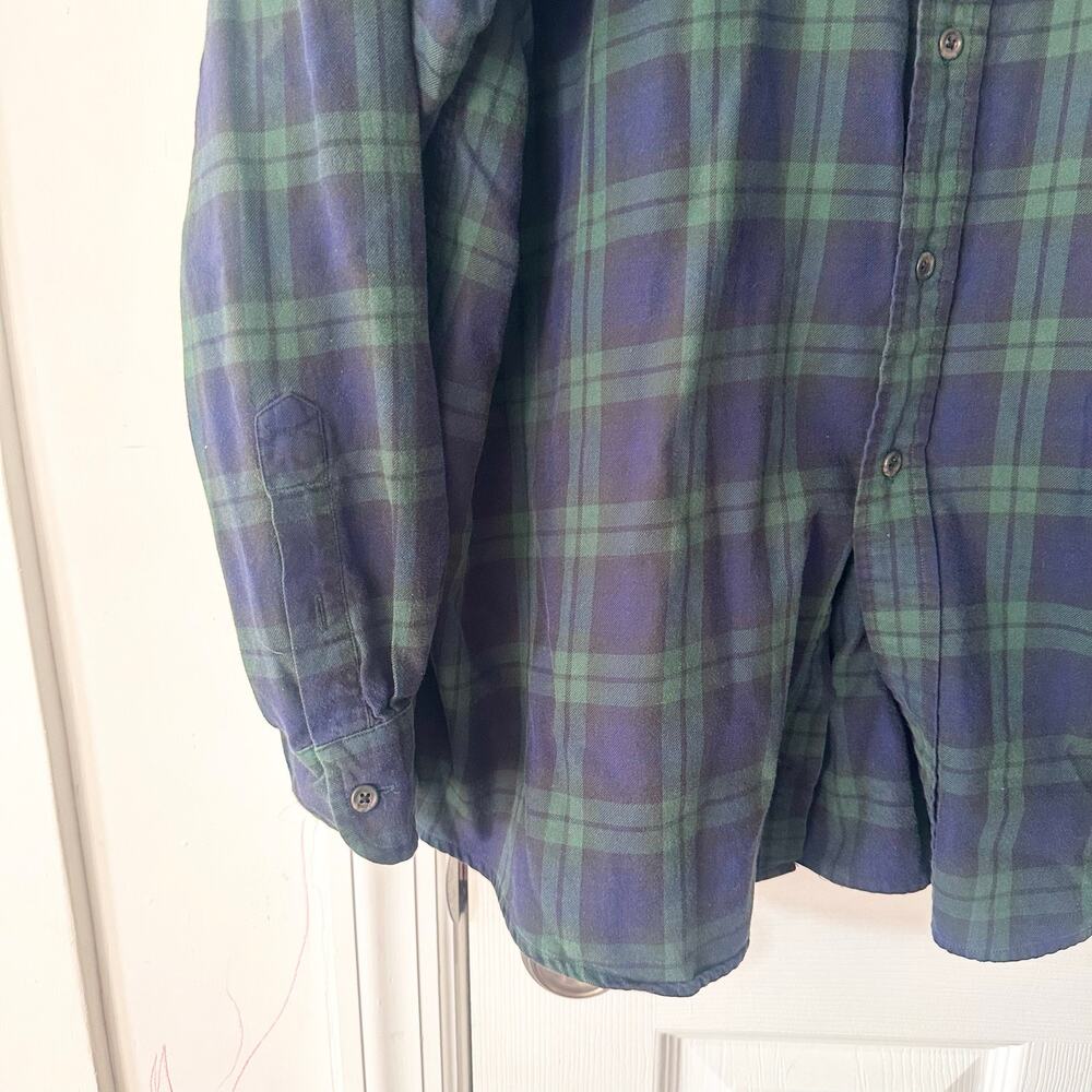 J Crew Vintage Oarman Blue Green Cotton Flannel Plaid Button Down Shirt XL Men - Picture 3 of 8